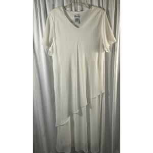 Ultra Dress New York, Layers, V Neck, Short Sleeves, White, Sz: 22W, 82-34